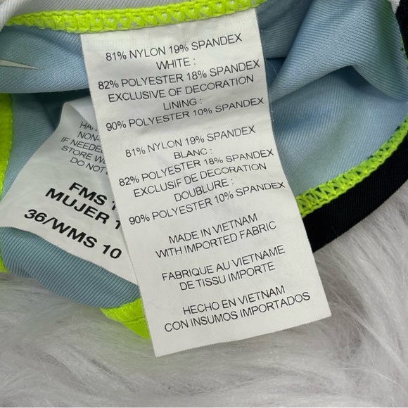 Nike‎ One Piece Athletic Swimsuit Black Neon Yellow Women’s Size 10/36 Open Back - Picture 8 of 16